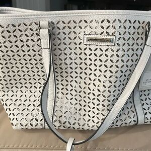 Dana Buchman Perforated White Tote